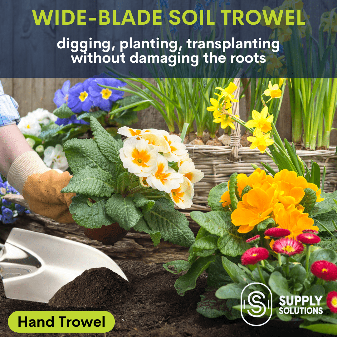Supply Solutions Gardening Tools - Perfect Garden Tools for Women or Men - Small Heavy Duty Gardening Hand Tools with Trowel, Transplanter, Fork, Rake, and Cultivator