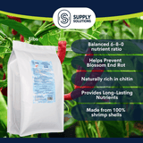 Supply Solutions Pacific Bounty Organic Shrimp Fertilizer 6-8-0 | 13% Calcium | Natural Phosphorus-Rich Fertilizer for Tomatoes, Peppers, and Flowering Plants | Soil-Building