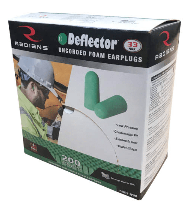 Radians Deflector Uncorded Disposable Foam Ear Plugs - NRR 33dB Box of 200