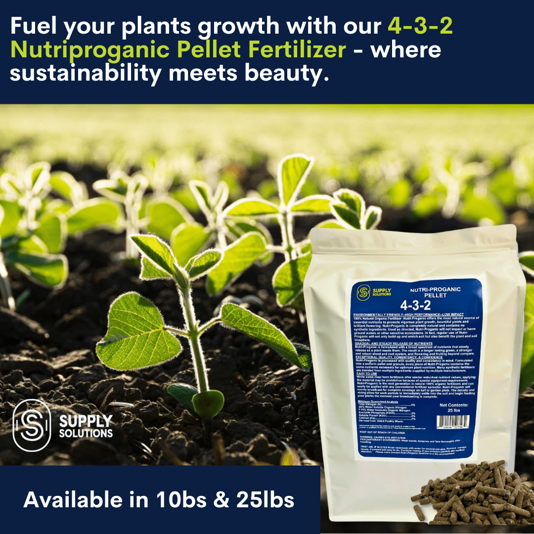 Supply Solutions 4-3-2 Nutri-Proganic Pellet Organic Chicken Manure Premium Fertilizer - Ideal for a Variety of Food Crops - For Soil Moisture & Drainage