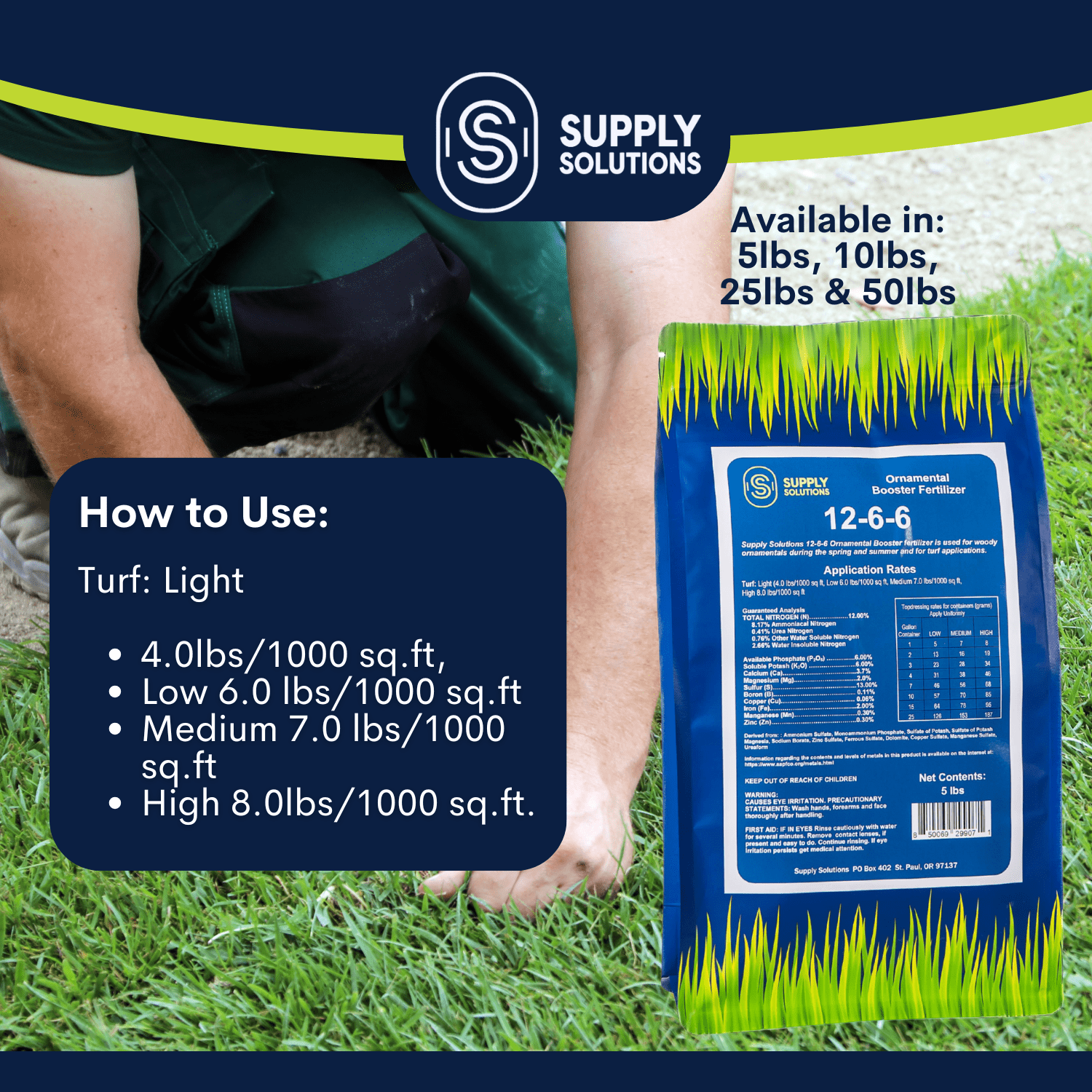 Supply Solutions 12-6-6 Ornamental Booster Fertilizer - Plant Food Topdress on Foliage, Nurseries and Landscapes - Controlled Release NPK Plant Fertilizer with Macro and Micro Nutrients