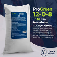 ProGreen 12-0-8 Plus 14% Iron Granular Lawn and Garden Fertilizer - Plant Food Support for Deep Green Color and Stronger Roots - Perfect Spring Boost for Lawns