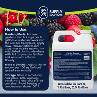 Supply Solutions Pacific Bounty 2.0-0.5-1.25 Organic Fish Fertilizer for Plants - Nutrient-rich Liquid Organic Fertilizer for Vegetables Fruits - Derived Fish Protein Hydrolysate Molasses