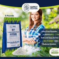 Supply Solutions Premium 97 Solution Grade Gypsum - Fast Acting Gypsum for Soil - Organic Calcium Sulfate Dihydrate - Soil Acidifier Gypsum Powder for Root Growth, Lawns, Mushroom Cultivation