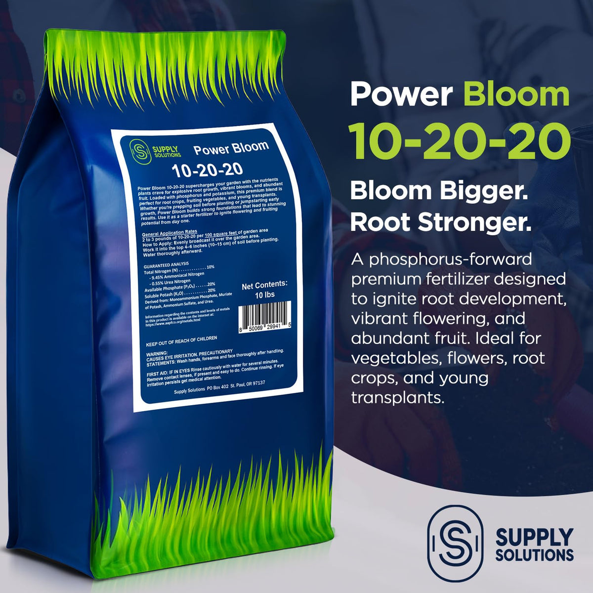 10-20-20 Power Bloom Booster Fertilizer for Flowers and Plants, High Phosphorus NPK Fertilizer for Vegetable Garden