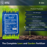 Supply Solutions 16-16-16 Complete Lawn & Garden All Purpose Granular Fertilizer - The Ultimate Plant Food for Lush Greenery & Vibrant Blooms - for All Plants, Vegetables, Fruits, and Berries