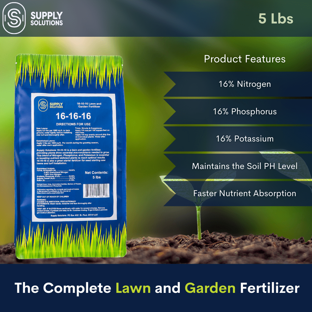 Supply Solutions 16-16-16 Complete Lawn & Garden All Purpose Granular Fertilizer - The Ultimate Plant Food for Lush Greenery & Vibrant Blooms - for All Plants, Vegetables, Fruits, and Berries