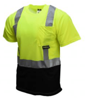 Moisture Wicking High Visibility Shirts - Radians ST11B Type R Class 2 Short Sleeve Black Bottom T-Shirt Yellow/Orange