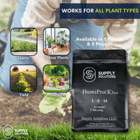 Supply Solutions HumiPro(K) WSP | Premium Humic and Fulvic Powder Fertilizer for Lush Plants and Lawns - Superior Soil Conditioning