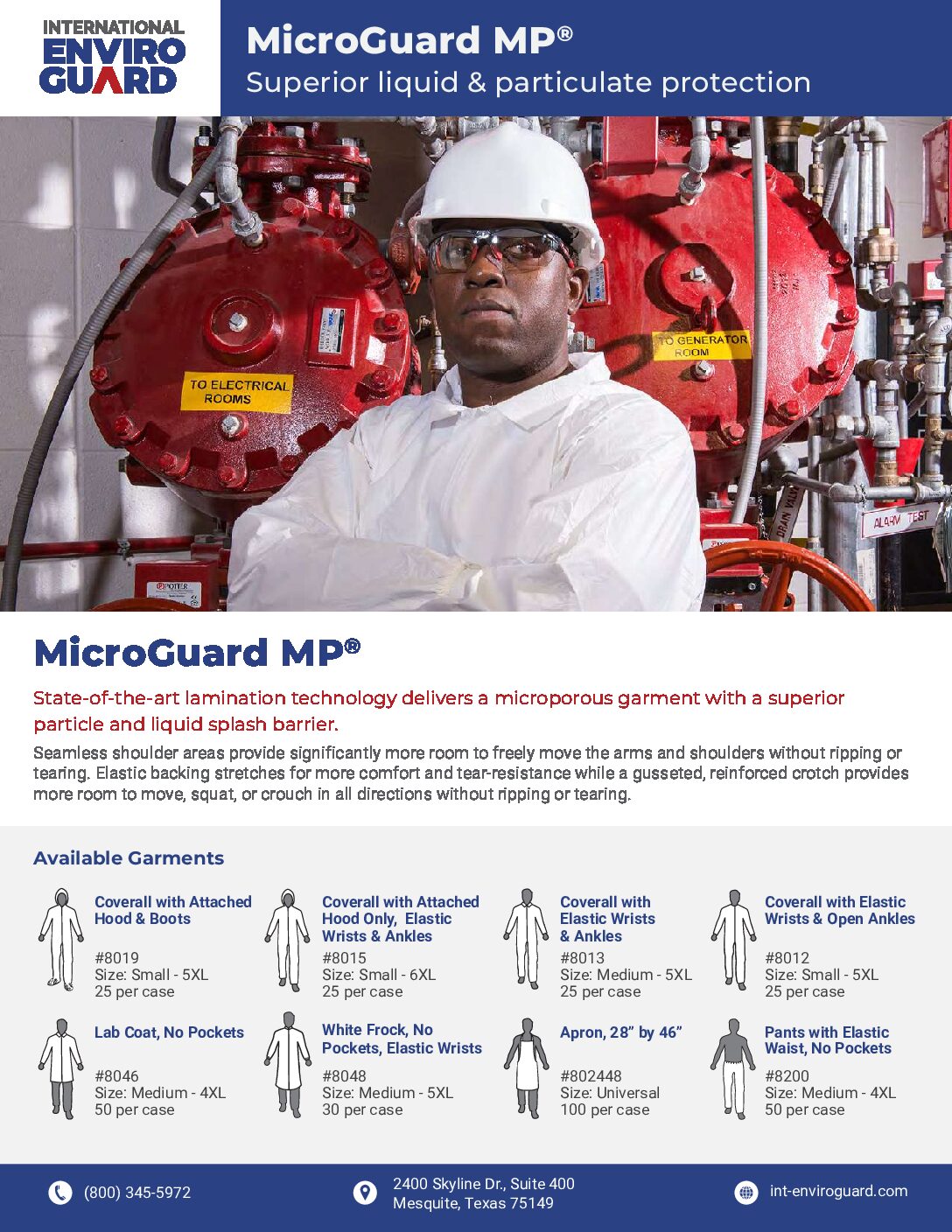 Enviroguard-MicroGuard MP 8015 Microporous Garment With Superior Particle and Liquid Splash Barrier 25/Case