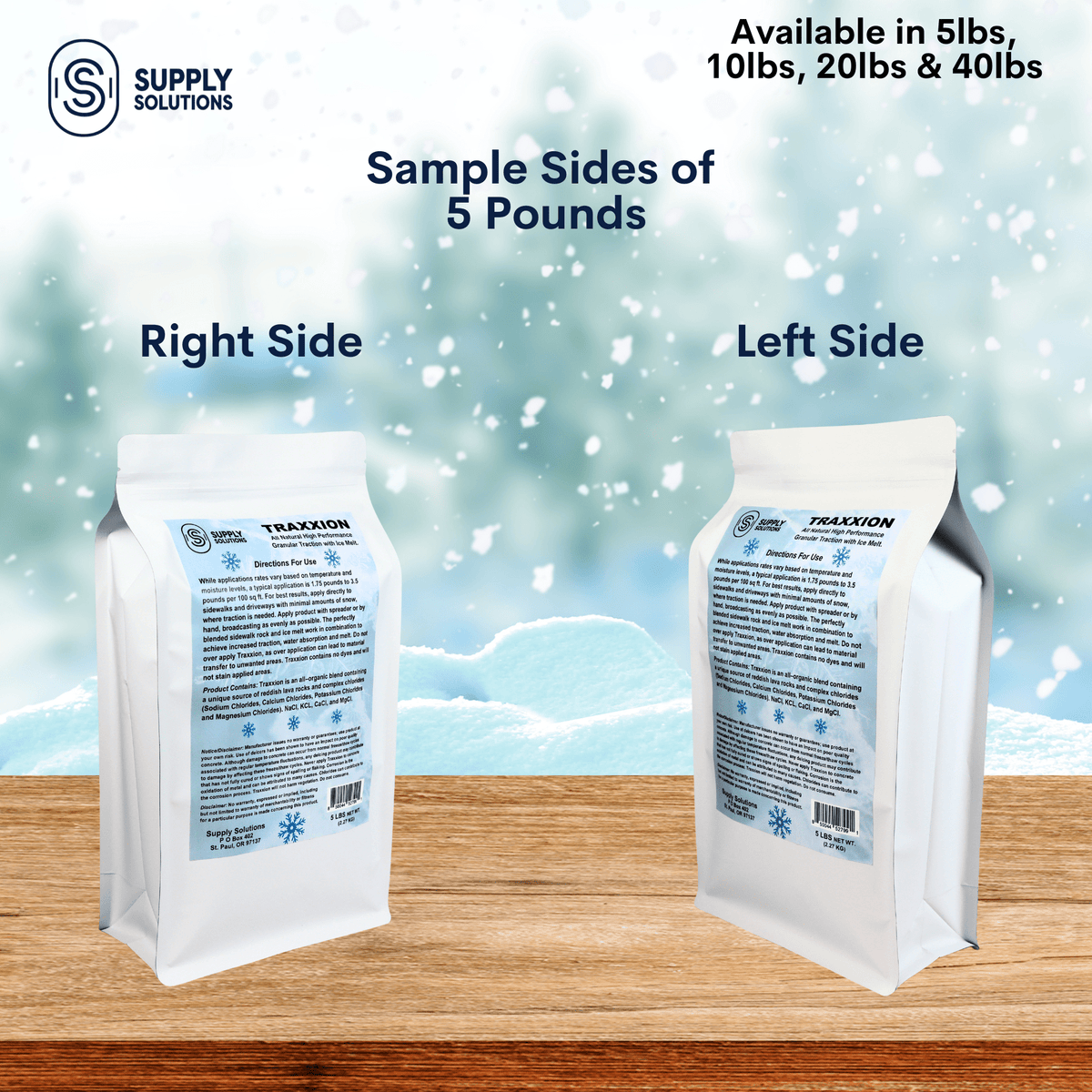 Supply Solutions Traxxion Granular Traction with Ice Melt | Pet Safe Ice Melt Snow Salt | Non Toxic Winter Salt for Driveways, Sidewalks and Various Terrain | Ice Salt That Lasts Longer