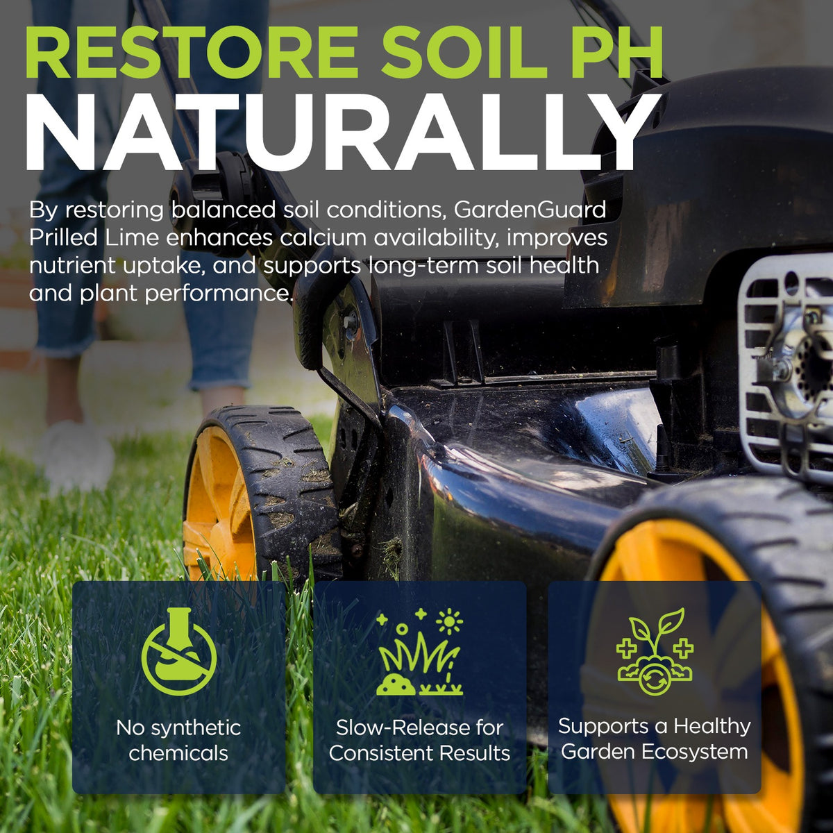 GardenGuard Prilled Lime for Lawns and Gardens - Agricultural Limestone for Soil pH Balance, Granular Lawn Lime for Grass and Plants