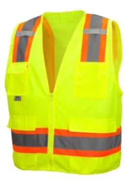 Surveyor Vest Class 2, Pyramex RVZ24 Series Type R Class 2 Two-Tone Surveyor Safety Vest with Pocket