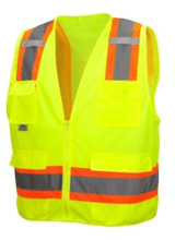 Surveyor Vest Class 2, Pyramex RVZ24 Series Type R Class 2 Two-Tone Surveyor Safety Vest with Pocket