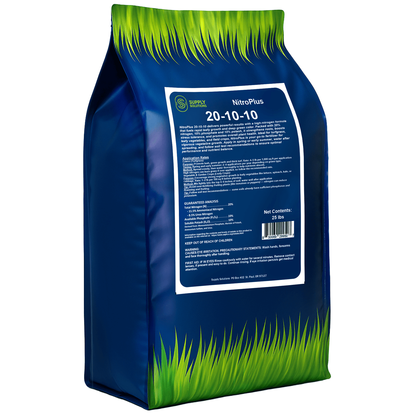 Supply Solutions NitroPlus 20-10-10 Fertilizer for Lawns and Gardens, All Purpose Lawn Fertilizer and Garden Fertilizer, Outdoor Plant Food with Nitrogen Phosphate and Potash Blend 25Lbs