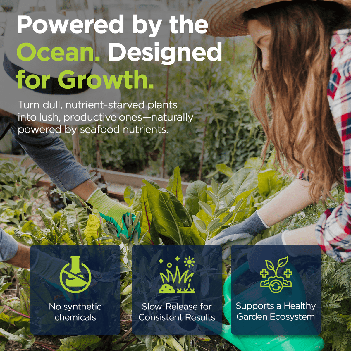 Organic Seafood Fertilizer 6-7-2 | 14.5% Calcium | All-Natural Fish & Shellfish-Based Garden Fertilizer | Boosts Growth, Improves Soil, and Prevents Blossom End Rot