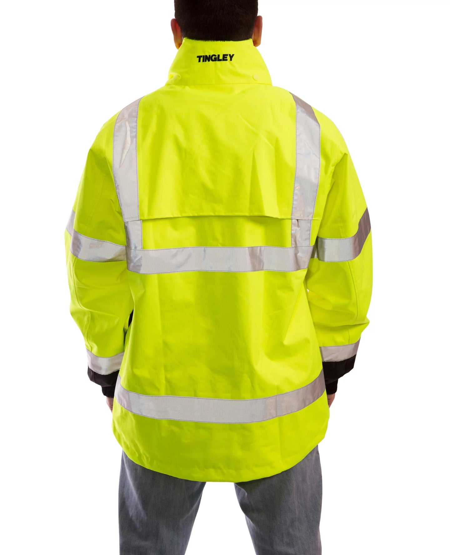 High Visibility Class 3 Waterproof Jacket, ICON J24122 Breathable 300D Polyurethane Hi-Vis Jacket with Reflective Tape, Flourescent Yellow/Green