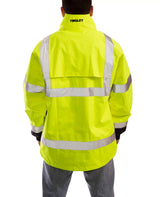 High Visibility Class 3 Waterproof Jacket, ICON J24122 Breathable 300D Polyurethane Hi-Vis Jacket with Reflective Tape, Flourescent Yellow/Green