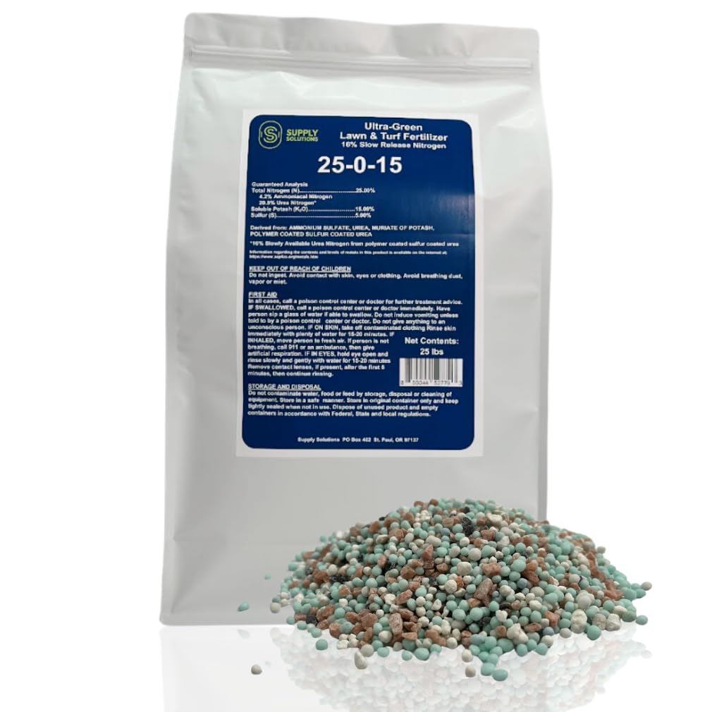 Supply Solutions 25-0-15 Ultra Green Lawn and Turf Fertilizer - 16% Slow Release Nitrogen - Promotes Lush, Reduces Mowing Frequency