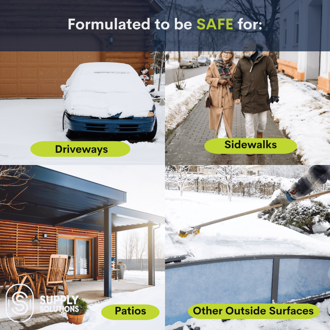 Supply Solutions Traxxion Granular Traction with Ice Melt - Pet Safe Ice Melt Snow Salt - Non Toxic Winter Salt - Bundle with 3-in-1 Collapsible Snow Shovel Kit for Car Emergency Driveway (5 Items)