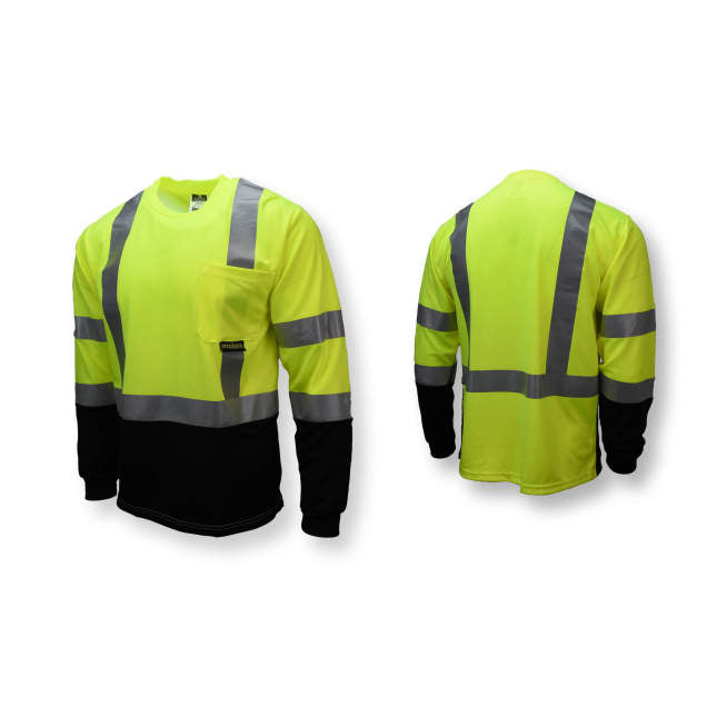 Radians ST21B Type R Class 3 Long Sleeve Hi Vis Black Bottom T-Shirt