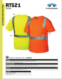Hi Vis Safety Shirts, Pyramex RTS21Series Type R Class 2 Safety Shirt