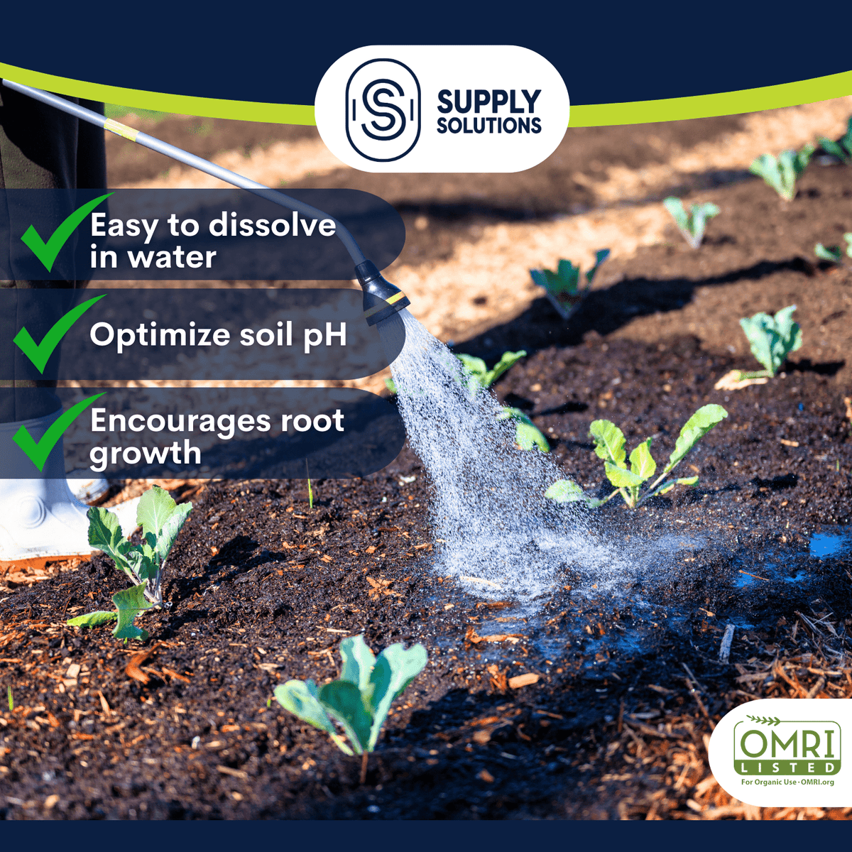 Supply Solutions Premium 97 Solution Grade Gypsum - Fast Acting Gypsum for Soil - Organic Calcium Sulfate Dihydrate - Soil Acidifier Gypsum Powder for Root Growth, Lawns, Mushroom Cultivation
