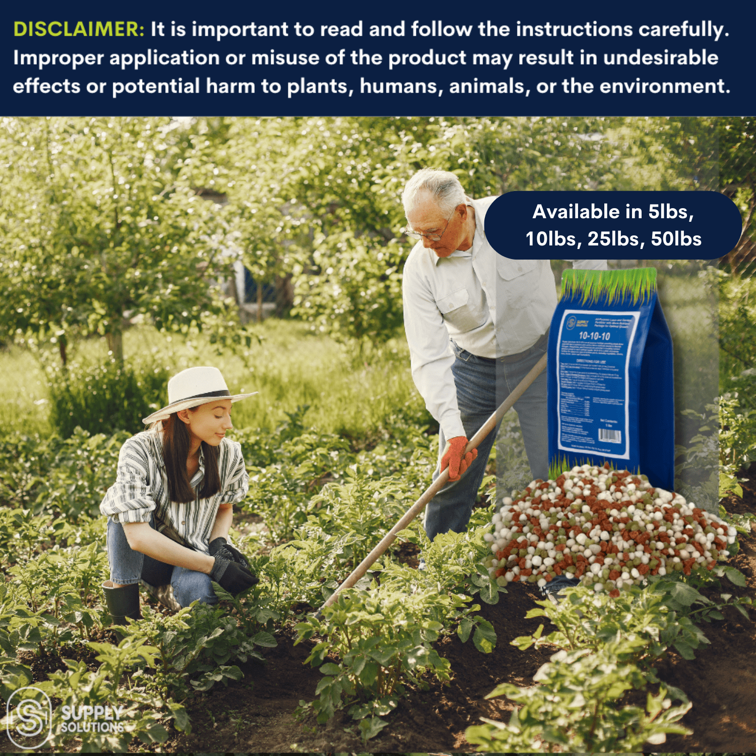 Supply Solutions 10-10-10 Complete Lawn & Garden Granular Fertilizer with Micronutrients – Balanced NPK Plant Food for Soil Health, Blooms & Roots – Safe for Vegetables, Fruits, Lawns
