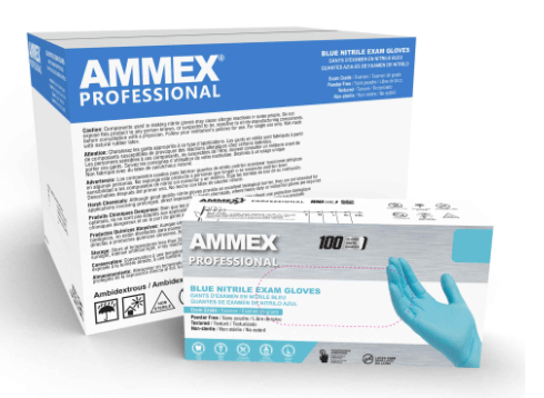 Blue Nitrile Disposable Gloves, AMMEX APFN Blue Nitrile Exam Latex Free Disposable Gloves