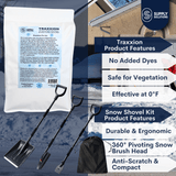 Supply Solutions Traxxion Granular Traction with Ice Melt - Pet Safe Ice Melt Snow Salt - Non Toxic Winter Salt - Bundle with 3-in-1 Collapsible Snow Shovel Kit for Car Emergency Driveway (5 Items)