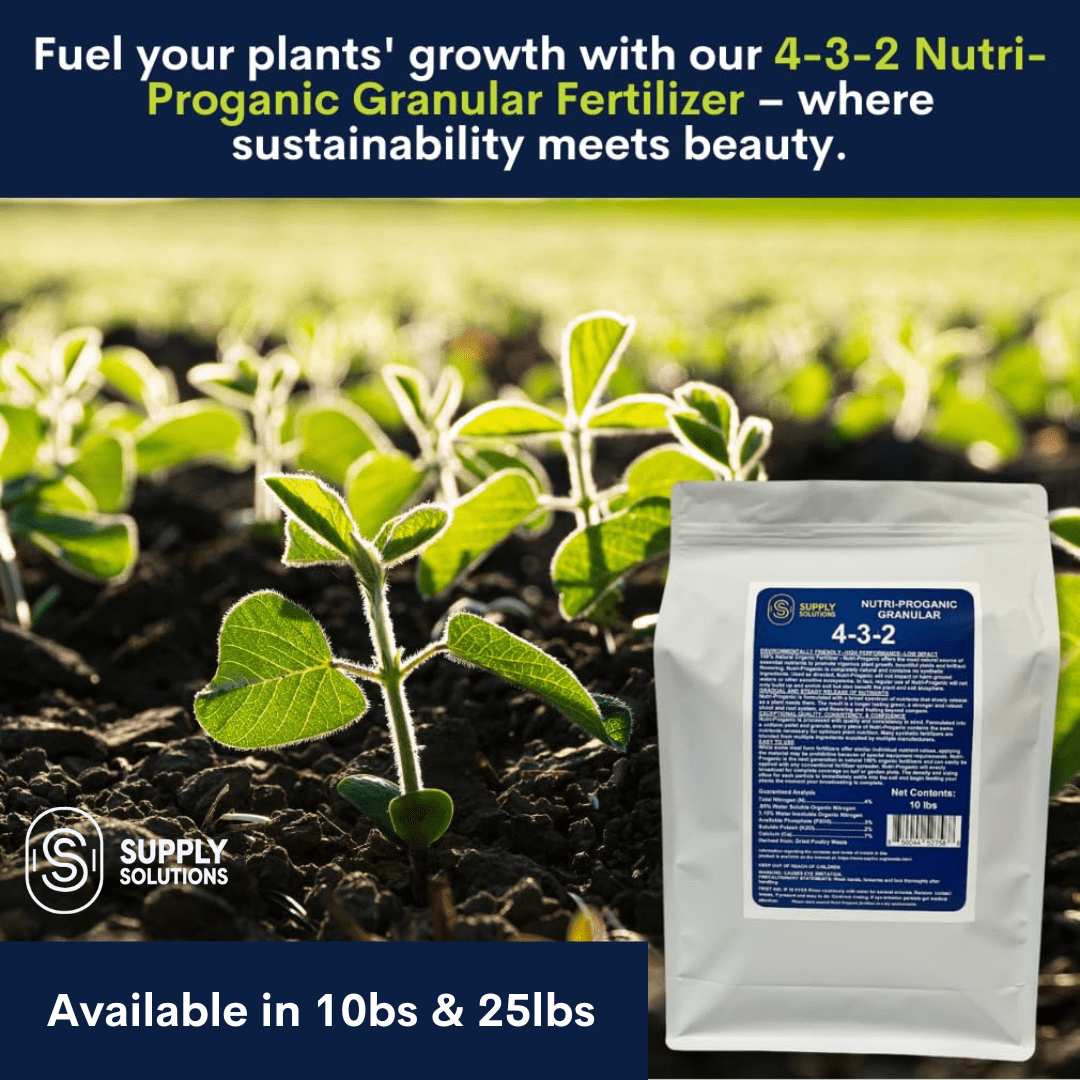 Supply Solutions 4-3-2 Nutri-Proganic Granular Organic Chicken Manure Premium Fertilizer - Ideal for a Variety of Food Crops - For Soil Moisture & Drainage