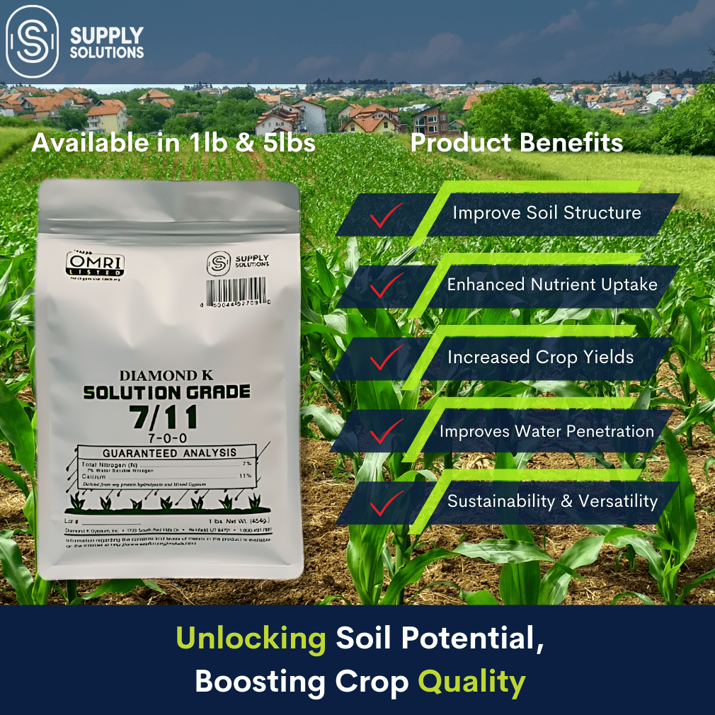 Supply Solutions 7/11 (7-0-0)- 7% Nitrogen and 11% Calcium - Plant food for Vegetable and Fruit Crops, and Other Plants - Elevates Soil