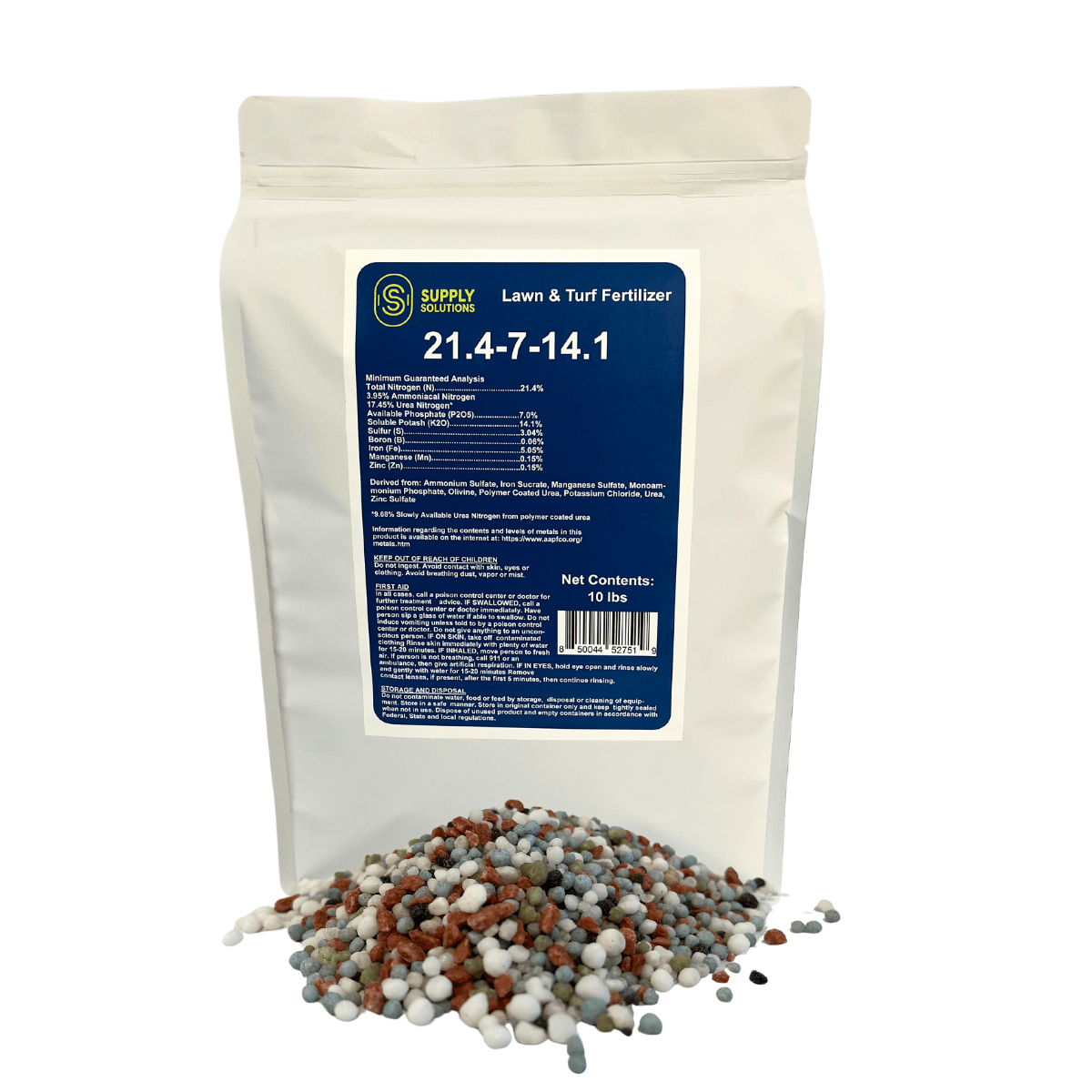 Supply Solutions 21.4-7-14.1 Lawn and Turf Fertilizer with Iron - Plant Food for Lawn Achieves a Lush Green Lawn in Weeks - Turf Builder for All Grass Types