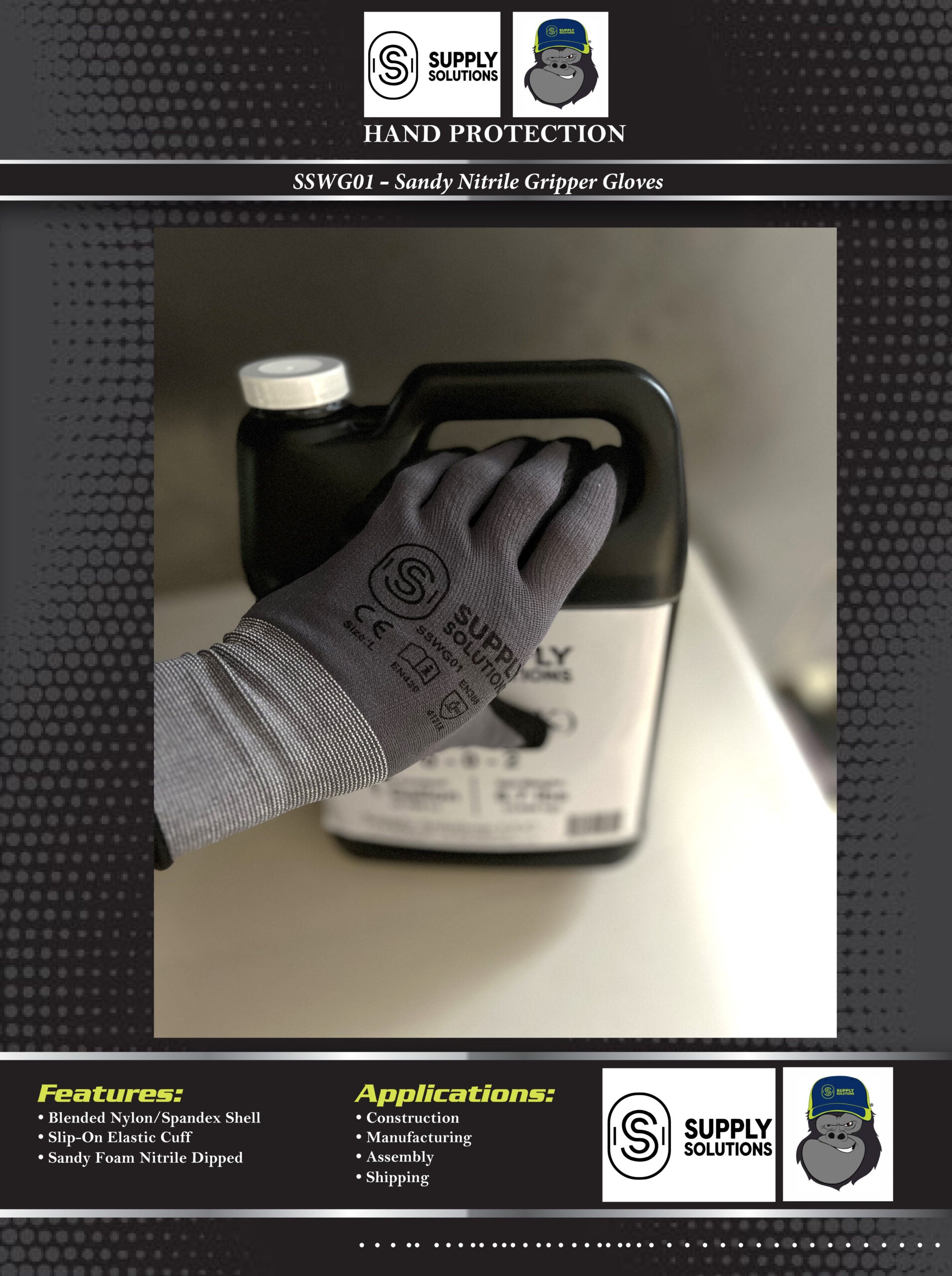 Supply Solutions APE SKINZ Sandy Nitrile Coated Safety Work Cut Gloves For Men Women General Use Landscaping Construction 12 Pair