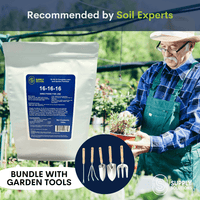Supply Solutions 16-16-16 Complete Lawn & Garden All Purpose Granular Fertilizer - The Ultimate Plant Food for Lush Greenery - Bundle with Gardening Tools Perfect for Men and Women