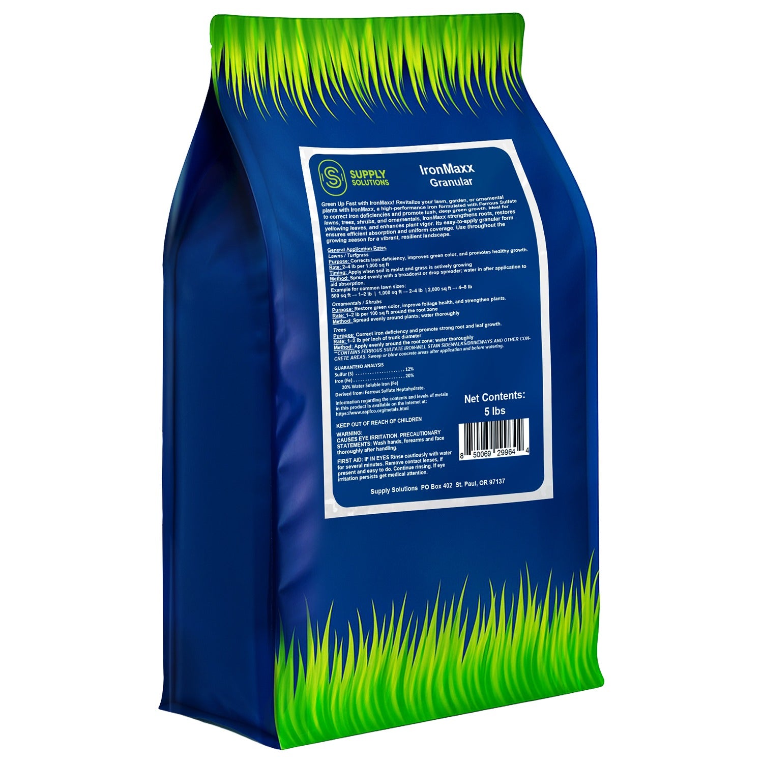 IronMaxx Granular Fertilizer - All Purpose Plant Food with Iron and Sulfur, Slow Release Garden Fertilizer for Lawn, Vegetables, Flowers & Trees, Outdoor Plant Fertilizer