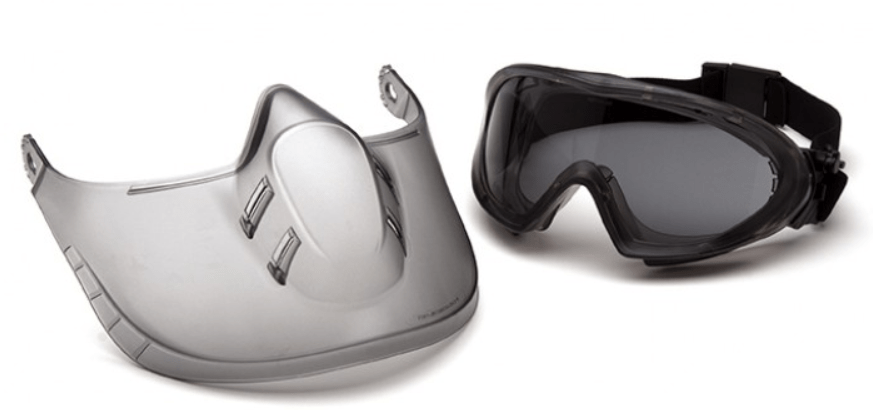 Pyramex Capstone Shield Goggles - Removable Face Shield -5.0 IR Filter H2X Anti-Fog Lens