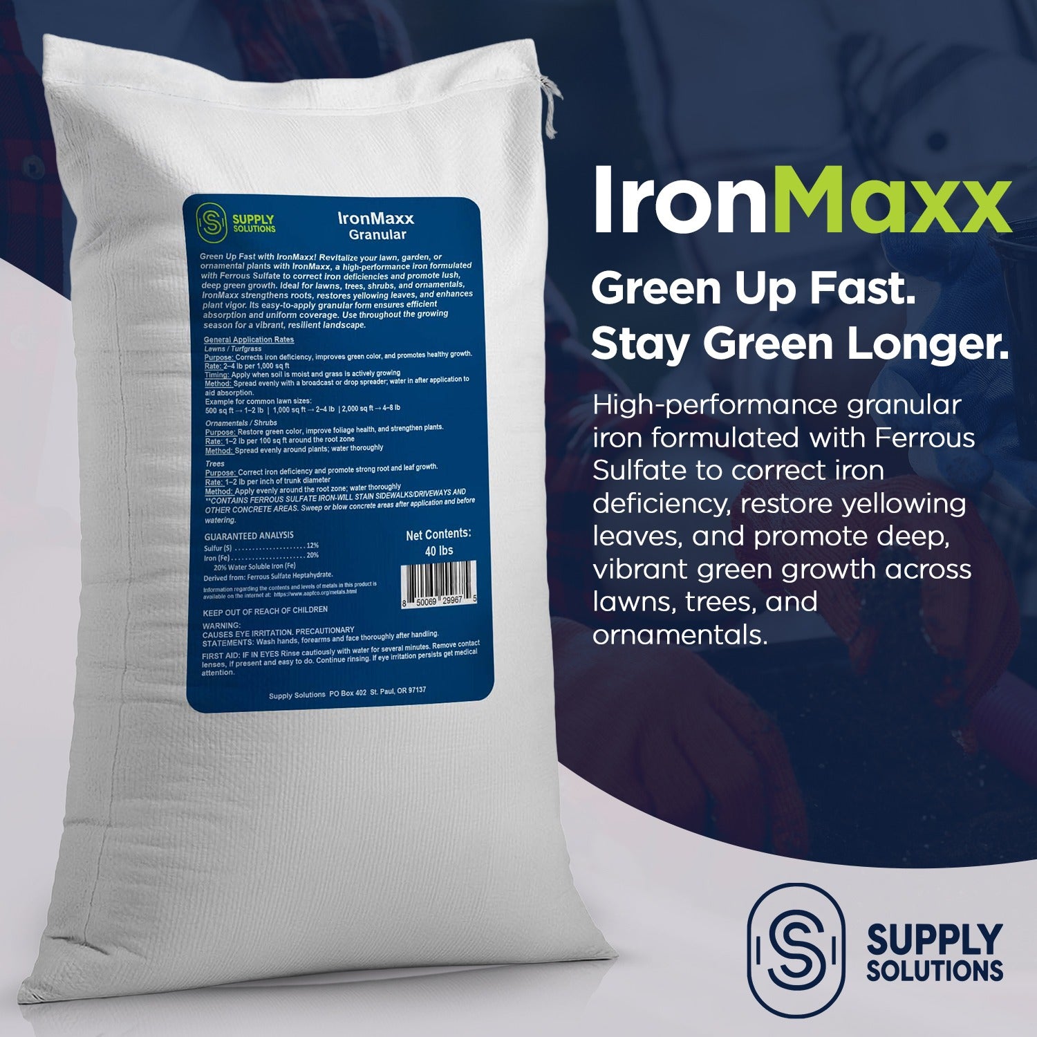 IronMaxx Granular Fertilizer - All Purpose Plant Food with Iron and Sulfur, Slow Release Garden Fertilizer for Lawn, Vegetables, Flowers & Trees, Outdoor Plant Fertilizer