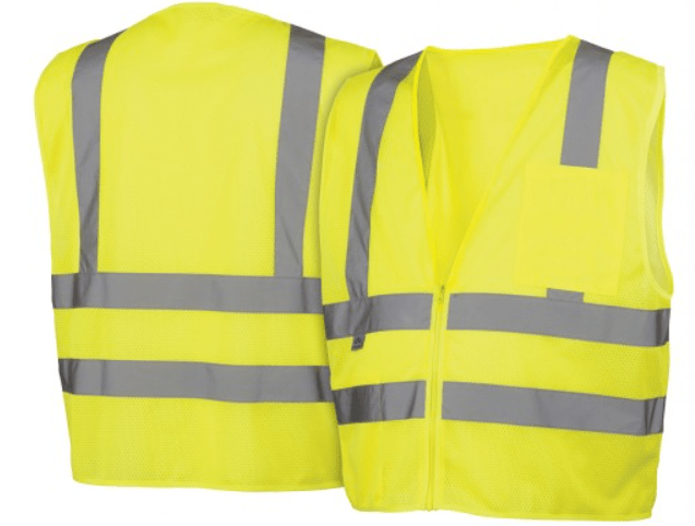 Pyramex Mesh Safety Vest, Pyramex RVZ2610 Type R Class 2 Dual Stripe Mesh Safety Vest - Yellow/Lime