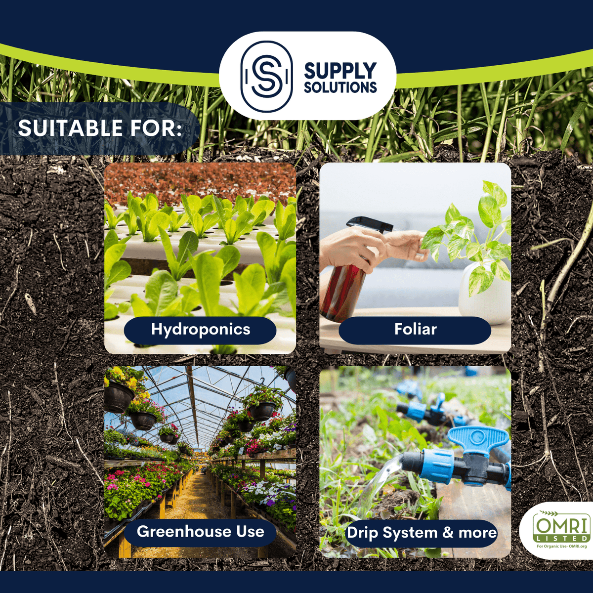 Supply Solutions Premium 97 Solution Grade Gypsum - Fast Acting Gypsum for Soil - Organic Calcium Sulfate Dihydrate - Soil Acidifier Gypsum Powder for Root Growth, Lawns, Mushroom Cultivation