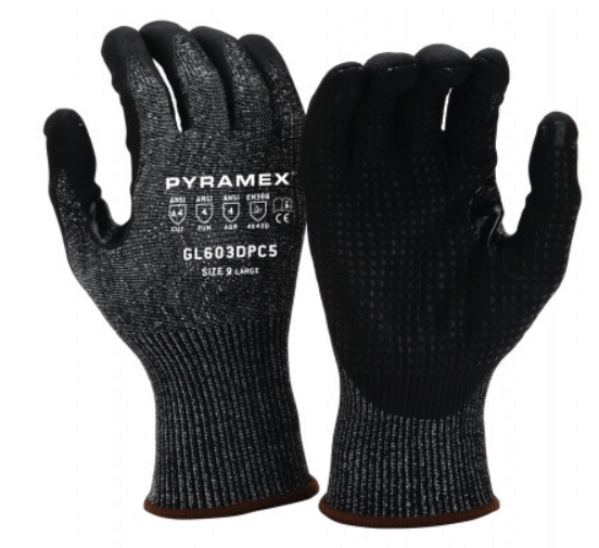 Pyramex GL603DPC5 Micro-Foam Nitrile Dipped Gloves Cut 4 (Dozen)