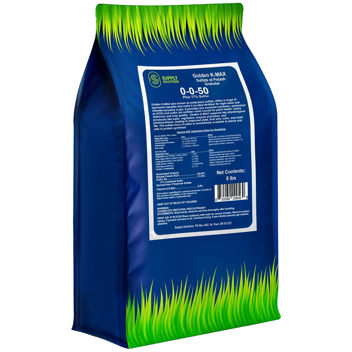 0-0-50 Plus 17% Sulfur Golden K-Max Sulfate of Potash (SOP) - Granular Fertilizer High Potassium Plant Fertilizer for Indoor and Outdoor Garden