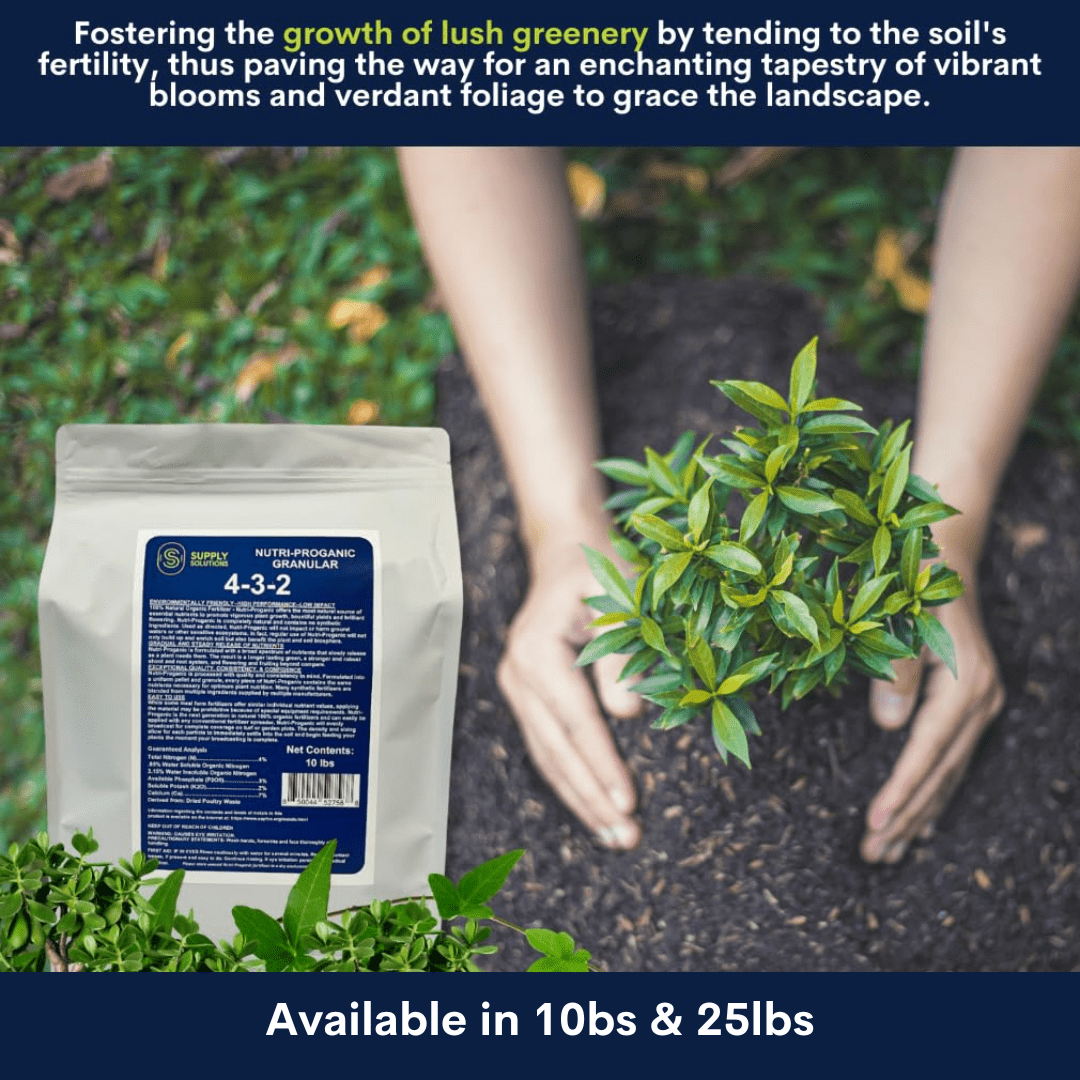 Supply Solutions 4-3-2 Nutri-Proganic Granular Organic Chicken Manure Premium Fertilizer - Ideal for a Variety of Food Crops - For Soil Moisture & Drainage