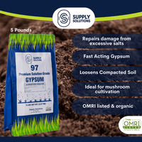 Supply Solutions Premium 97 Solution Grade Gypsum - Fast Acting Gypsum for Soil - Organic Calcium Sulfate Dihydrate - Soil Acidifier Gypsum Powder for Root Growth, Lawns, Mushroom Cultivation