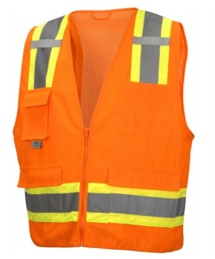 Surveyor Vest Class 2, Pyramex RVZ24 Series Type R Class 2 Two-Tone Surveyor Safety Vest with Pocket