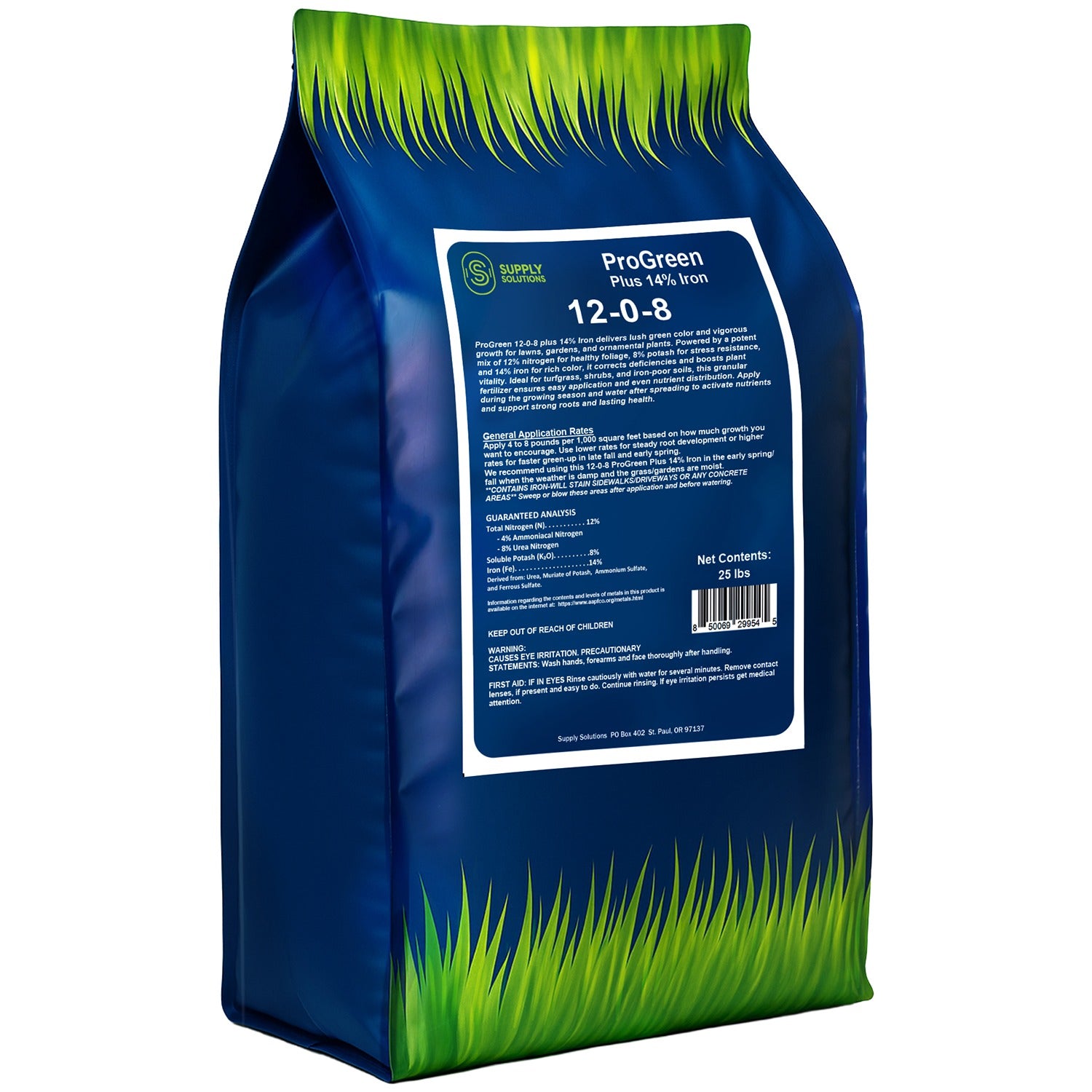 ProGreen 12-0-8 Plus 14% Iron Granular Lawn and Garden Fertilizer - Plant Food Support for Deep Green Color and Stronger Roots - Perfect Spring Boost for Lawns