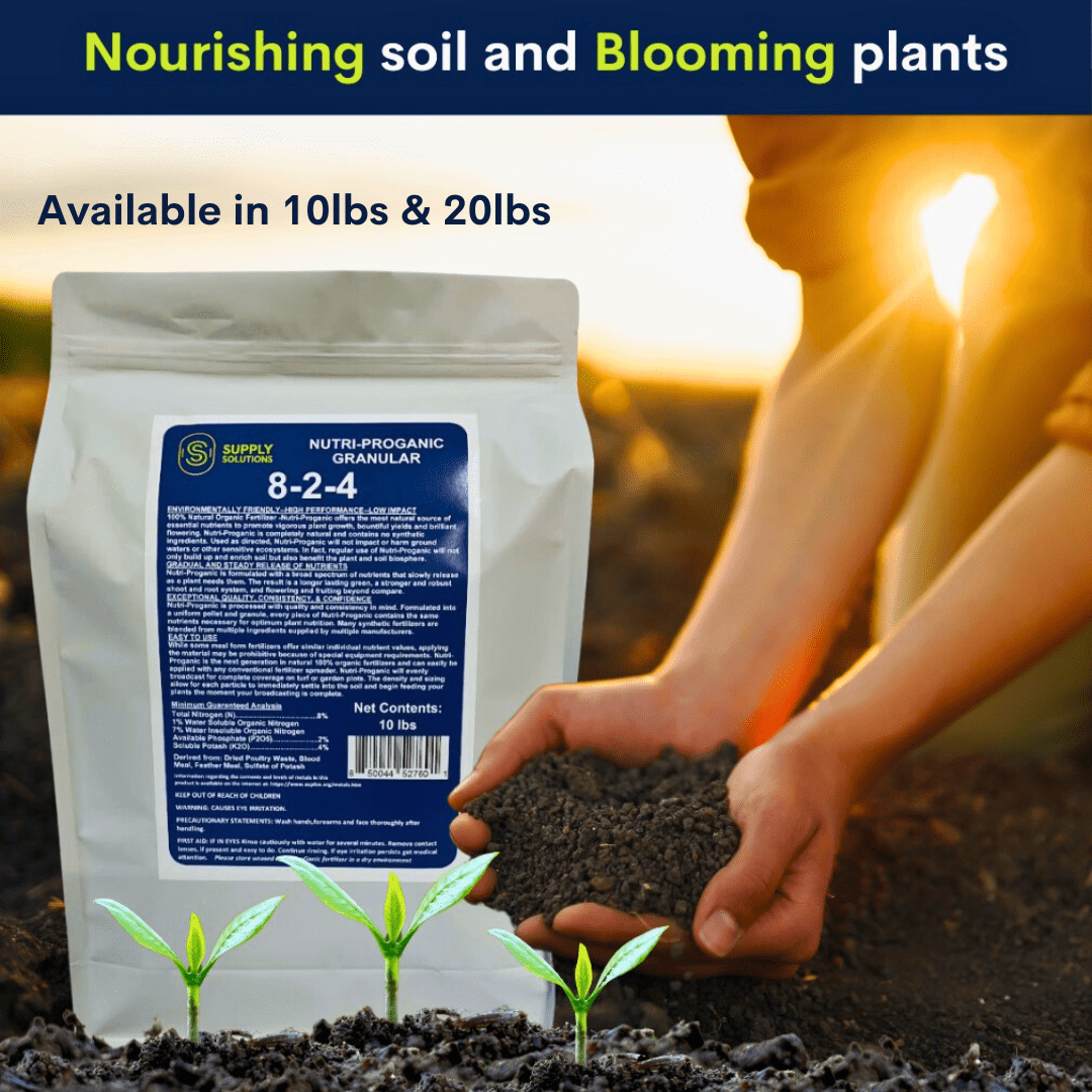 Supply Solutions 8-2-4 Nutri-Proganic Organic Granular Premium Fertilizer - Promotes Plant Growth, Flowering - Deters unwanted pests