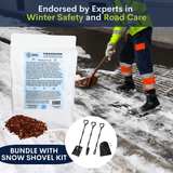 Supply Solutions Traxxion Granular Traction with Ice Melt - Pet Safe Ice Melt Snow Salt - Non Toxic Winter Salt - Bundle with 3-in-1 Collapsible Snow Shovel Kit for Car Emergency Driveway (5 Items)