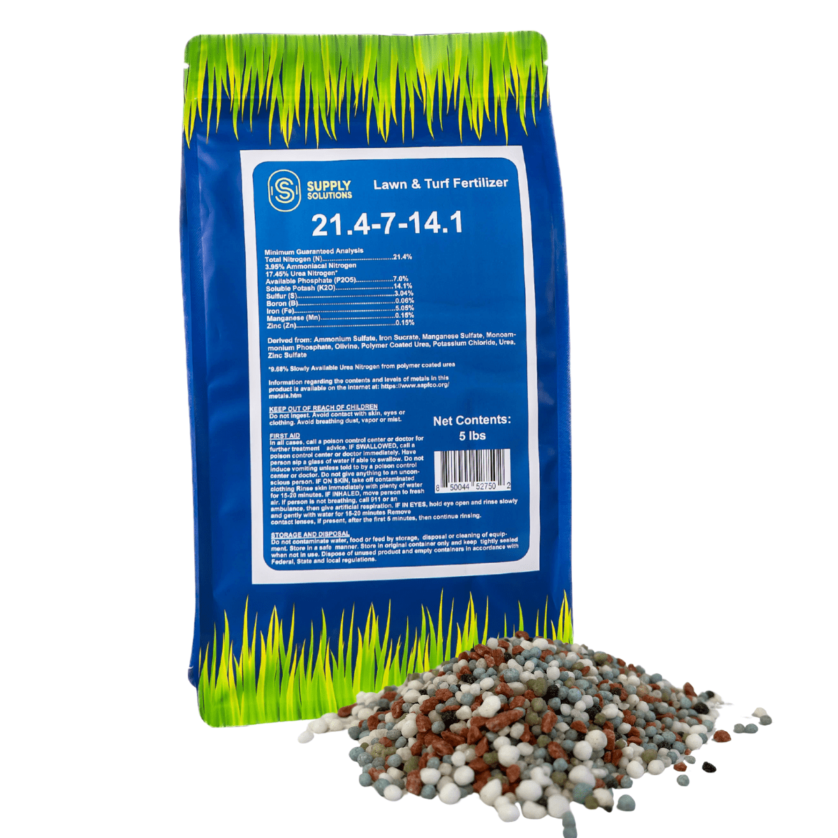 Supply Solutions 21.4-7-14.1 Lawn and Turf Fertilizer with Iron - Plant Food for Lawn Achieves a Lush Green Lawn in Weeks - Turf Builder for All Grass Types