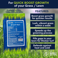 Supply Solutions 21.4-7-14.1 Lawn and Turf Fertilizer with Iron - Plant Food for Lawn Achieves a Lush Green Lawn in Weeks - Turf Builder for All Grass Types